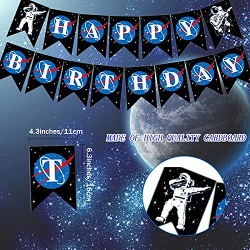 Mcoolars Outer Space Party Decoration Set, Astronaut Balloons, Happy Birthday Banner, Cupcake Toppers, for Boys Kids Space Astronaut Theme Birthday Party Supplies, FA-D2