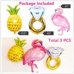 JeVenis Set of 3 Flamingo Balloons Pineapple Balloons Ring Balloon Flamingo Bachelorette Decoration Beach Bach Balloons Flamingo Engagement Party Decor Tropical Bridal Shower Decoration Final Flamingle Decoration