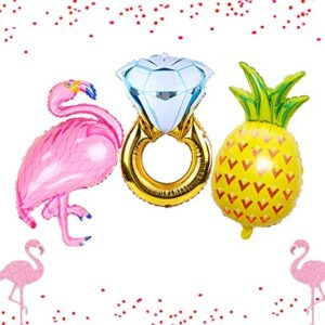 JeVenis Set of 3 Flamingo Balloons Pineapple Balloons Ring Balloon Flamingo Bachelorette Decoration Beach Bach Balloons Flamingo Engagement Party Decor Tropical Bridal Shower Decoration Final Flamingle Decoration