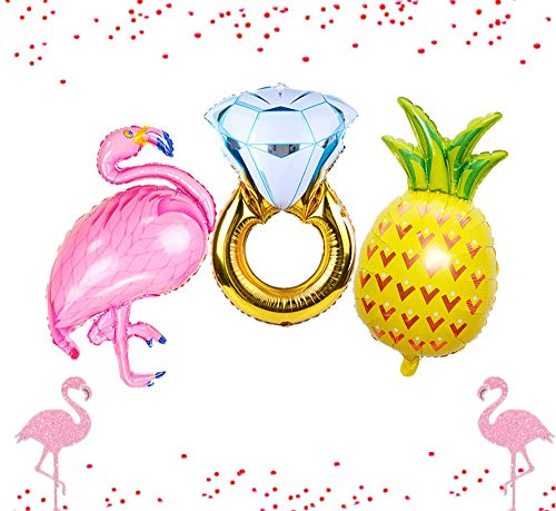 JeVenis Set of 3 Flamingo Balloons Pineapple Balloons Ring Balloon Flamingo Bachelorette Decoration Beach Bach Balloons Flamingo Engagement Party Decor Tropical Bridal Shower Decoration Final Flamingle Decoration