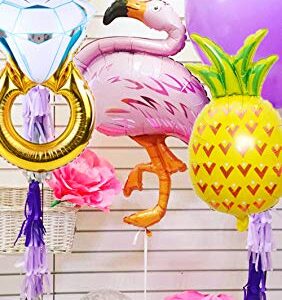 JeVenis Set of 3 Flamingo Balloons Pineapple Balloons Ring Balloon Flamingo Bachelorette Decoration Beach Bach Balloons Flamingo Engagement Party Decor Tropical Bridal Shower Decoration Final Flamingle Decoration