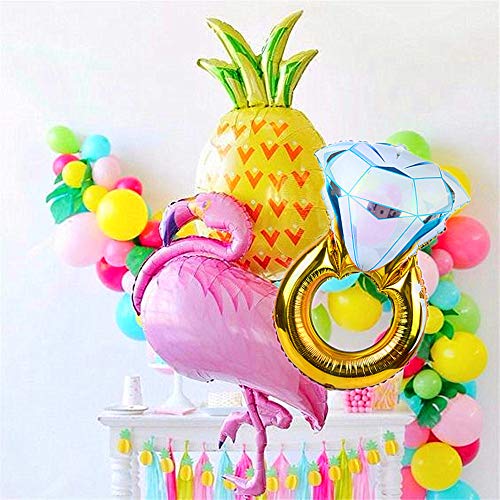 JeVenis Set of 3 Flamingo Balloons Pineapple Balloons Ring Balloon Flamingo Bachelorette Decoration Beach Bach Balloons Flamingo Engagement Party Decor Tropical Bridal Shower Decoration Final Flamingle Decoration