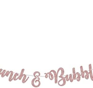 Rose Gold Glitter Brunch & Bubbly Banner Sign Garland Pre-strung for Bridal Brunch Shower Bachelorette Party Champagne Bubbly Bar