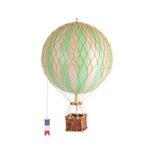 Authentic Models, Floating The Skies Air Balloon, Hanging Home Decor - 11.80 Inch Height, Historic Hot Air Balloon Model for Home Decor, Detailed Vintage Decorations to Hang from Ceiling - True Green