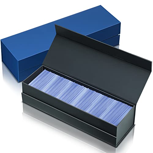 2 Pcs Trading Card Storage Box Graded Card Storage Holder Container, Choice of Loader, Display Stand Combos, Card Sleeve Loader Collector Card Starter Kit (Blue, Black,14 x 4.3 x 3.2 Inches)