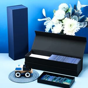 2 Pcs Trading Card Storage Box Graded Card Storage Holder Container, Choice of Loader, Display Stand Combos, Card Sleeve Loader Collector Card Starter Kit (Blue, Black,14 x 4.3 x 3.2 Inches)