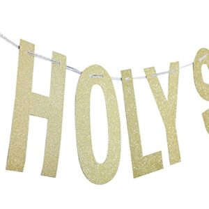 Funny Gold Happy Birthday Banner and Cake Topper Set, Holy Sh*t You're Old Party Decorations (10 Feet)