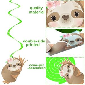 15Pcs Sloth Party Hanging Swirls Sloth Theme Foil Ceiling Streamers Sloth Party Decoration for Jungle Party Kids Birthday Party Baby Shower Supplies