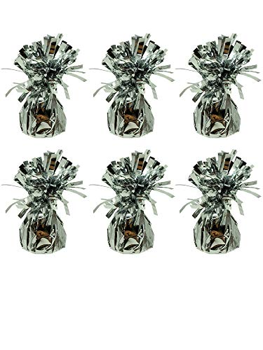Silver Metallic Balloon Weights 6 Pack - For Helium Balloons - Party Decorations