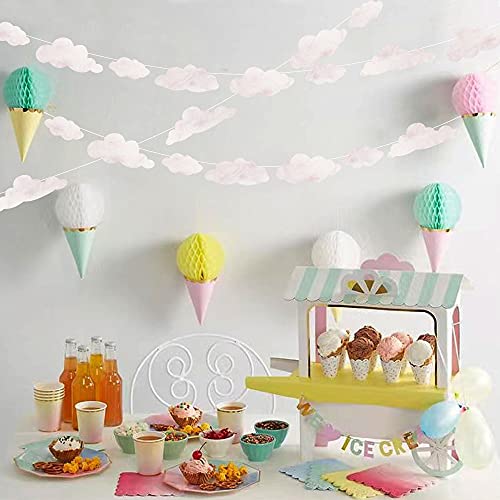 Cloud Party Decoration Kit Garland White Pink Marble Paper Cutouts Streamer Supply Hanging Banner for Birthday Baby Shower Graduation Wedding Under The Sea Kids Room Nursery Backlgroud (Pink Marble)