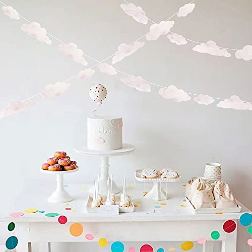 Cloud Party Decoration Kit Garland White Pink Marble Paper Cutouts Streamer Supply Hanging Banner for Birthday Baby Shower Graduation Wedding Under The Sea Kids Room Nursery Backlgroud (Pink Marble)