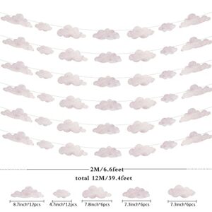 Cloud Party Decoration Kit Garland White Pink Marble Paper Cutouts Streamer Supply Hanging Banner for Birthday Baby Shower Graduation Wedding Under The Sea Kids Room Nursery Backlgroud (Pink Marble)