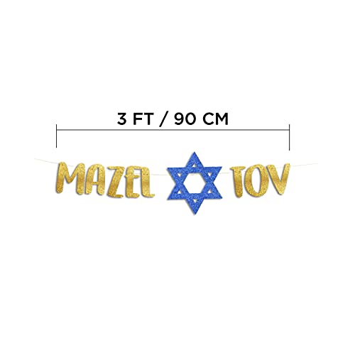 Mazel Tov Glitter Banner - Bar Mitzvah - Bat Mitzvah - Jewish Decorations - Engagement - Wedding