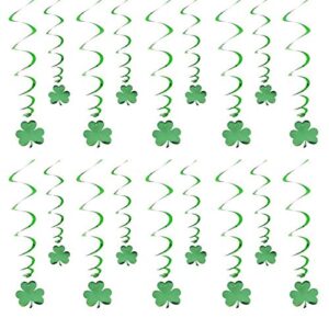 st. patrick’s day hanging swirls decorations – 18 pcs st.patrick’s day green foil hanging swirls with lucky irish green shamrock for st.patrick’s day party supplies (green)