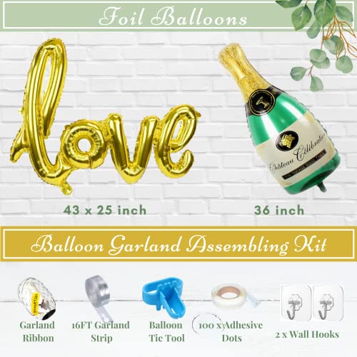 215 PC Bridal Shower Decorations Kit - Includes Balloon Arch & Boxes, A-Z Letters & More - Ideal for Sage Green Bachelorette Party, Olive Engagement and Wedding Shower