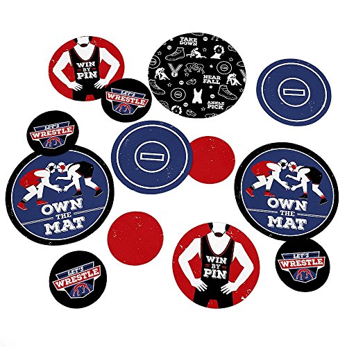 Big Dot of Happiness Own the Mat - Wrestling - Birthday Party Giant Circle Confetti - Wrestler Party Decorations - Large Confetti 27 Count