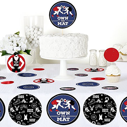 Big Dot of Happiness Own the Mat - Wrestling - Birthday Party Giant Circle Confetti - Wrestler Party Decorations - Large Confetti 27 Count