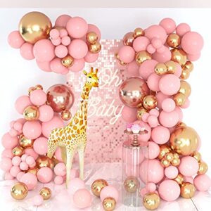 Chamrrille Pink and Gold Balloon Garland Arch Kit 4D Rose Gold Balloons Pink Metallic Gold Balloons for Wedding Bridal Shower Baby Shower Bachelorette Anniversary Valentines Party Decorations