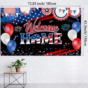 Welcome Home Banner Decoration Patriotic Welcome Home Backdrop Large Fabric Military Army Welcome Back Photo Backdrop for Deployment Returning Homecoming Party Decorations Supplies, 72.8 x 43.3 Inch