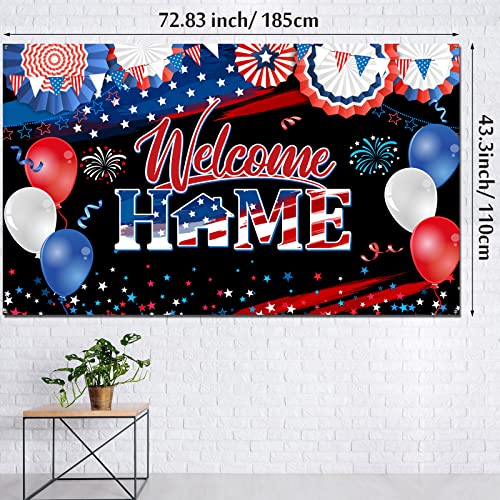 Welcome Home Banner Decoration Patriotic Welcome Home Backdrop Large Fabric Military Army Welcome Back Photo Backdrop for Deployment Returning Homecoming Party Decorations Supplies, 72.8 x 43.3 Inch