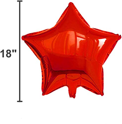 [10 Pack] Star Shape Foil Balloons, 18" Mylar Aluminum Foil Balloons 45cm Decorations for Birthday Party Wedding Engagement Party Celebration Holiday Show Party Activities (Red, 18 Inch)