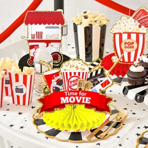 9PCS Movie Night Birthday Party Decoration Movie Table Honeycomb Centerpiece Movie Theme Theatre Table Decoration Movie Night Party Decoration for Movie Star Birthday Party Supplies