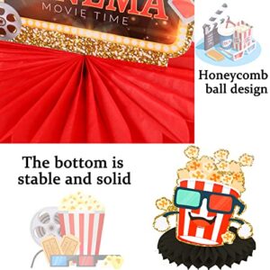 9PCS Movie Night Birthday Party Decoration Movie Table Honeycomb Centerpiece Movie Theme Theatre Table Decoration Movie Night Party Decoration for Movie Star Birthday Party Supplies