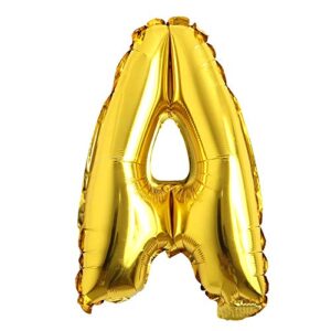 16″ inch single gold alphabet letter number balloons aluminum hanging foil film balloon wedding birthday party decoration banner air mylar balloons (16 inch gold a)