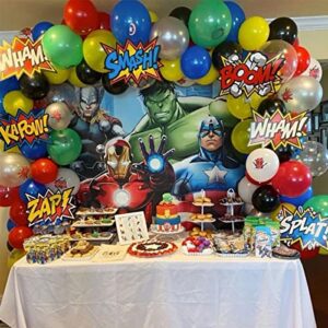 108pcs DIY Balloon Garland Kit Red Blue Black Yellow Giant Balloon Arch Superhero Theme Party Decor Perfect for Avengers Captain America Party Prop (Red Blue Black Yellow)