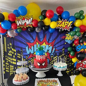 108pcs DIY Balloon Garland Kit Red Blue Black Yellow Giant Balloon Arch Superhero Theme Party Decor Perfect for Avengers Captain America Party Prop (Red Blue Black Yellow)