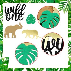 Jungle Safari Wild One Confetti, Tropical Leaf, Animal Confetti, First Birthday, Safari Tropical Party Decrations, 210 Pcs