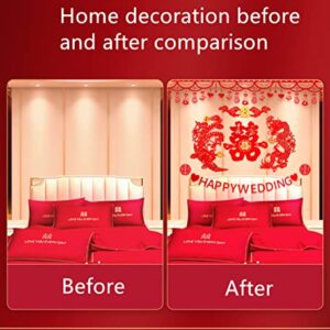 Traditional Chinese Wedding Party Decoration Dragon Phoenix Door Stickers Paper-Cut Window Bars