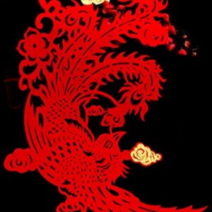 Traditional Chinese Wedding Party Decoration Dragon Phoenix Door Stickers Paper-Cut Window Bars