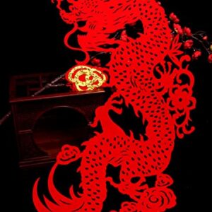 Traditional Chinese Wedding Party Decoration Dragon Phoenix Door Stickers Paper-Cut Window Bars