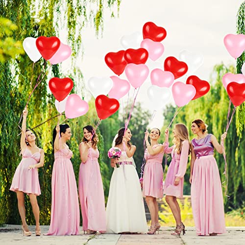 60 Pieces Love Heart Balloons Red Pink White Latex Heart Balloons for Valentines Day Wedding Anniversary Engagement Birthday Garden Company Celebration Graduation Prom Party Romantic Decoration