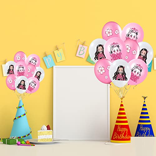 18Pcs Nezuko Party Decoration Balloons,Latex Balloon,Anime Theme Party Supplies,Kawaii Birthday Party Ballons