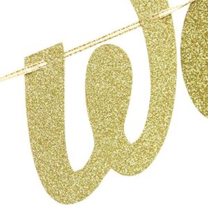 Gold Glitter Adventure Awaits Banner - Congrats Grad Bunting Sign - Graduation / Retirement / Bon Voyage / Baby Shower / Moving Party / Travel Theme Party Decorations Supplies