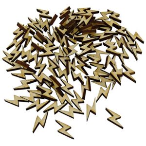 lightning bolt cutout tabletop confetti – pack of 100 – rustic wood 3/4″ x 3/8″ flash comic theme party wedding table decor scatter decorations