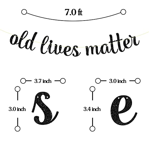 Old Lives Matter Banner, Black Glitter Retirement Bunting, 50th 60th Birthday Party Decór Supplies