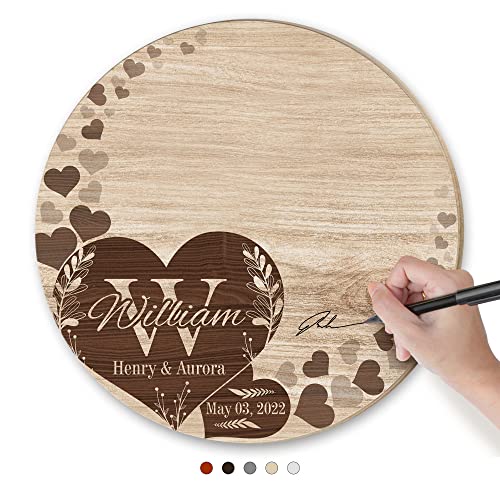 MUCHNEE Personalized Wedding Guest Book Alternative, Customized Decoration Idea for Weddings Engagement Elegant Party, Rustic Guestbook Wood Love Sign with Custom Name Ceremony Date & Family Name