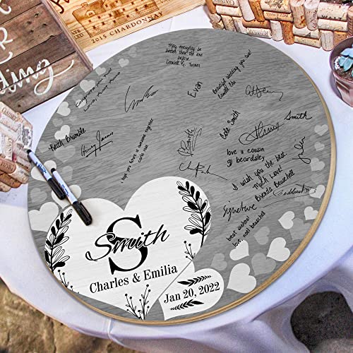 MUCHNEE Personalized Wedding Guest Book Alternative, Customized Decoration Idea for Weddings Engagement Elegant Party, Rustic Guestbook Wood Love Sign with Custom Name Ceremony Date & Family Name