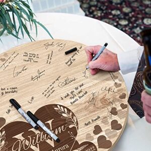 MUCHNEE Personalized Wedding Guest Book Alternative, Customized Decoration Idea for Weddings Engagement Elegant Party, Rustic Guestbook Wood Love Sign with Custom Name Ceremony Date & Family Name
