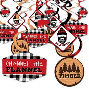 big dot of happiness lumberjack – channel the flannel – buffalo plaid party hanging decor – party decoration swirls – set of 40