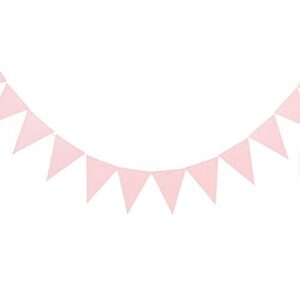 zooyoo 20 feet pink glitter pennant banner, paper triangle flags bunting for baby birthday party, wedding decor, baby shower, 30pcs flags, pack of 1(one 20 feet or two 10 feet)