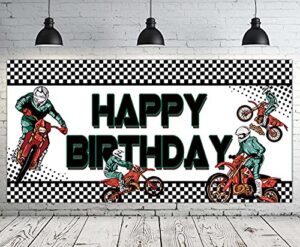 large motocross happy birthday banner | motocross birthday party supplies decoration | motocross birthday party backdrop background – 6.6 x 3.3 ft