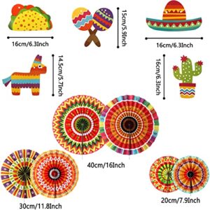 ZERODECO Fiesta Party Decorations, Mexican Party Multicolored Paper Fans Pom Poms Garlands Hanging Swirls for Fiesta Mexican Cinco De Mayo Taco Themed Party Decorations Birthday Party Supplies