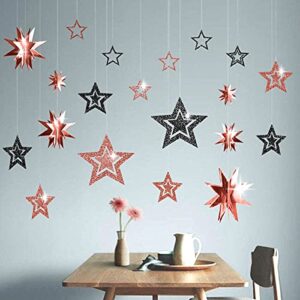 glitter rose gold black star garland twinkle little star party decoration hanging decor backdrop banner streamer for birthday/bday/baby shower/bachelorette/wedding/christmas/engagement party supplies