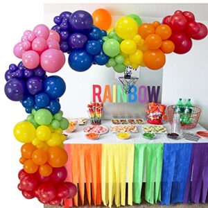 Rainbow Colorful Balloon Garland Arch Kit, 108Pcs Red Orange Yellow Green Blue Pink Purple Round Balloon for Kids Birthday Baby Shower Wedding Party Decorations