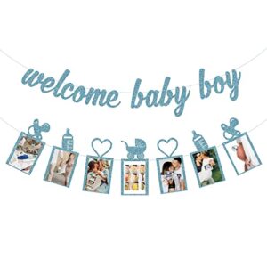baby shower decorations for boy – welcome baby boy banner and baby shower photo banner