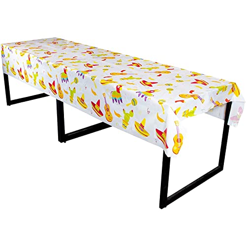 3 Pack Fiesta Table Cover, Cinco de Mayo, Mexican Party Supplies (54 x 108 In)